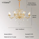 GobekUsa Gold Crystal Chandelier with Lamp Shade for Elegant Living Room, Bedroom, and Kitchen