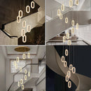 GobekUsa Gold LED Chandelier for Living Dining Stairwell Hallway, Modern Alloy+Acrylic Hanging Fixture