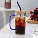 GobekUsa 400ml Square Glass Mug, Microwave Safe, Transparent, Party Beer Coffee Cup