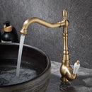 GobekUsa Antique Bronze Basin Faucet Hot & Cold Brass Bathroom Sink Lavatory Kitchen Faucet