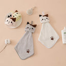GobekUsa Cartoon Cat Hand Towel: Thick Coral Velvet Towel for Kitchen & Bathroom