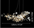 GobekUsa Gold Branches Chandelier Porcelain Leaves Pendant Lights