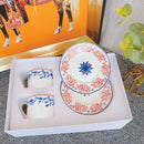 GobekUsa Bone China Coffee and Tea Cup Set with Saucer, Teaware, Dessert Dish