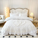 GobekUsa Korean Princess Style Bedding Set with Lace Ruffles and Love Theme