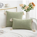 GobekUsa Jacquard Woven Cushion Cover with Tassels - Modern Minimalist Striped Design