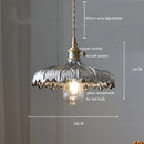 GobekUsa Green Glass LED Pendant Lamp with Copper Wood Handle for Modern Nordic Home Decor
