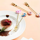 GobekUsa 4PCS Stainless Steel Creative Candy Donut Dessert Fork and Coffee Spoon Set