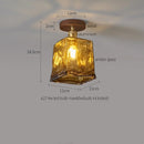 GobekUsa Amber Glass LED Ceiling Light: Modern Aluminum Wood Kitchen Balcony Room Lamp