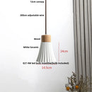 GobekUsa Ceramic LED Pendant Light Fixture - Nordic Modern Wood White Hanging Lamp