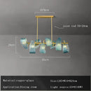 GobekUsa Blue Glass Flower Ceiling Chandelier Copper Hanging Lamps