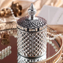 GobekUsa Gilded Glass Storage Jar with Lid for Candy, Jewelry, and Cosmetics