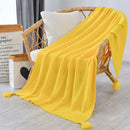GobekUsa Knitted Sofa Throw Blanket with Fringe Yarn