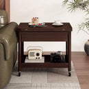 GobekUsa Ash Wood Cart Coffee Table with Folding Desktop Storage