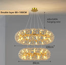 GobekUsa Gold Crystal Chandelier: Luxury LED Hanging Lamp for Living and Dining Room