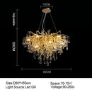 GobekUsa Branch-shaped Golden Crystal Chandelier for Villa Bedroom and Living Room