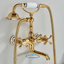 GobekUsa Golden Black Bathtub Faucet with Hand Shower and Rotate Spout