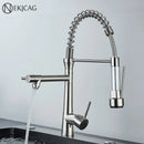 GobekUsa Dual Nozzle Gourmet Kitchen Faucet | Pull-Down, 360° Rotation, Chrome Mixer