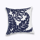 GobekUsa Blue Floral Mandala Leaves Wave Embroidered 45x45cm Cotton Pillow Cover