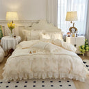 GobekUsa Elegant Heart Embroidery Lace Princess Wedding Bedding Set