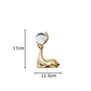 GobekUsa Golden Deer Crystal Ball Antler Sculpture - Room Decor