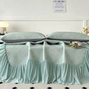 GobekUsa Ice Bean Jacquard Bed Skirt Set - 3 Piece, Summer Washed Mattress Mat