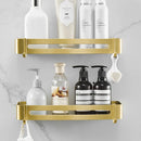 GobekUsa Brushed Gold Aluminum Bathroom Corner Shelf Wall Mounted Shower Shampoo Holder