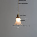 GobekUsa Copper Canopy LED Pendant Light Fixture Green Glass Hanging Lamp