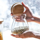 GobekUsa Glass Airtight Canister with Wood Lid - Food Storage Solution for Kitchen