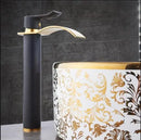 GobekUsa Gold and White Waterfall Bathroom Basin Faucet Mixer Tap Hot Cold Sink