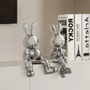 GobekUsa Electroplated Rabbit Sculpture Set, Home Office Decor, Living Room Animal Statue