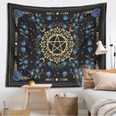 GobekUsa Blue Rose Moon Floral Tapestry Wall Hanging Botanical Tarot Mat