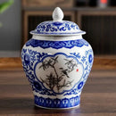GobekUsa Blue White Porcelain Tea Pot Canister for Sealed Storage Organization