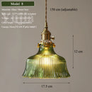 Nordic Green Glass Pendant Light With Brass Accents