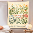 GobekUsa Botanical Wildflower Reference Chart Tapestry Wall Hanging - Bohemian Home Decor