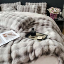 GobekUsa Gradient Faux Rabbit Fur Bedding Set - Warm Luxury Plush Duvet Cover & Quilt Sets