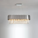 GobekUsa Black Gold Crystal Oval LED Hanging Chandelier Lighting Fixture