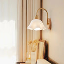 GobekUsa Cream LED Wooden Flower Wall Lamp, Modern Bedroom Bedside Reading Light