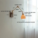 GobekUsa Ceramic Ball Brass Walnut Wood Wall Light with Pull Chain Switch