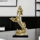 GobekUsa Gold-plated Mermaid Statue Resin Sculpture Room Decor Marine Organism Ornament