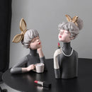 GobekUsa Bowknot Girl Resin Figurine | Home Room Decor & Wedding Gift