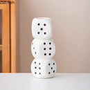 GobekUsa Ceramic Dice Vase Desk Decor Flower Arrangement Artificial Flowers Room Aesthetic