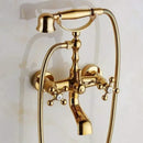 GobekUsa Antique Brass Shower Faucet Kit with Wall Mounted Hand Held Shower Head