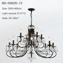 GobekUsa Crystal Chandelier: Modern Black E14 Candle Pendent Lamp for Living Room