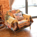 GobekUsa Knitted Cotton Throw Blanket with Tassel - Geometric Bohemian Design