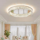 GobekUsa Crystal LED Ceiling Light Chrome Steel Chandelier - Dimmable Round Lamp