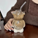 GobekUsa Bear Glass Cups: Cute Heat-resistant 320ml Latte Cups for Coffee.