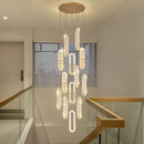 GobekUsa Crystal LED Chandelier: Modern Luxury Long Lighting Fixtures for Living Room Staircase
