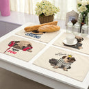 GobekUsa Cute Dog Linen Dining Mats Coasters 42*32cm Home Decor