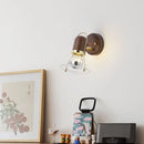 GobekUsa Japanese Walnut Wood Wall Lamp with Zipper Switch for Bedroom or Hallway