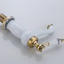 GobekUsa High Quality White Ceramic Basin Faucet with Golden Finish